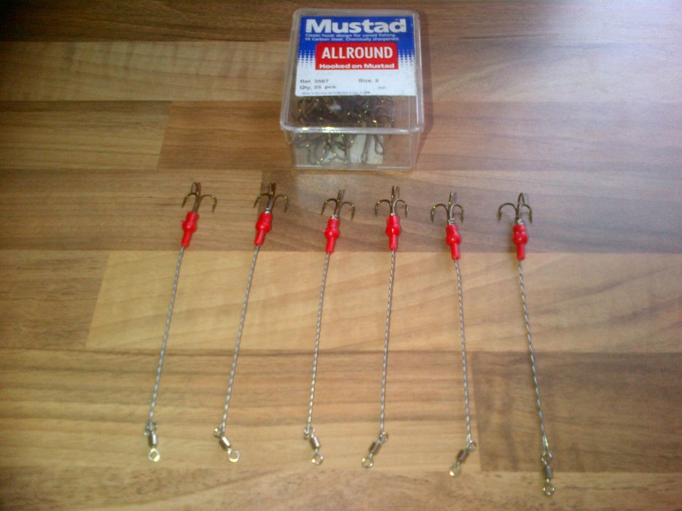 Devon Minnow Mounts,x6 Mustad trace lure rig   2, 2.5, 3, 3.5, 4