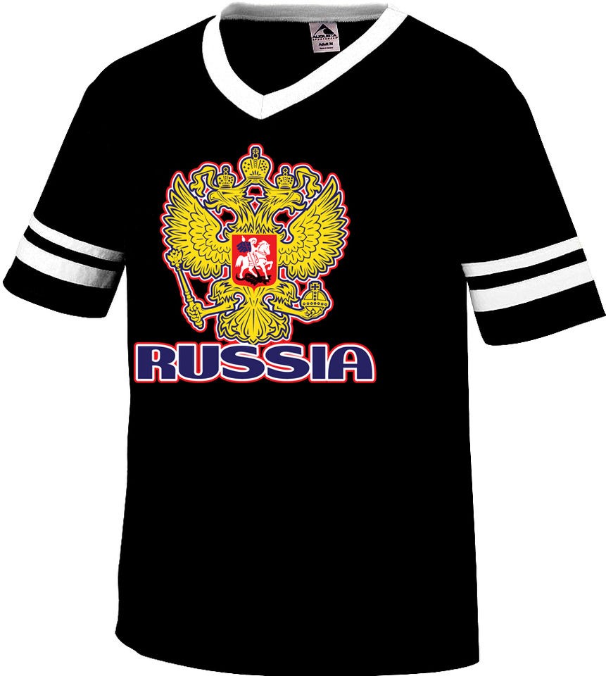   Россия Rossiya Coat of Arms Seal Eagle Mens Ringer T shirt