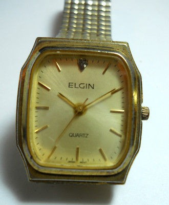 ELGIN DIAMOND QUARTZ MENS WATCH VINTAGE /NEW BATTERY