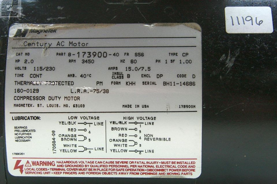 magnetek century ac motor in Electrical & Test Equipment