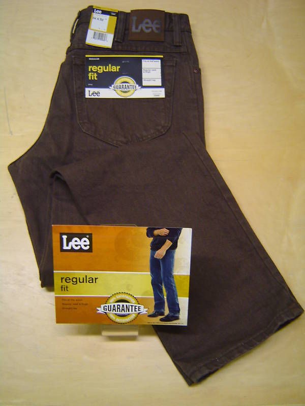 LEE MENS REGULAR FIT ZIP FLY JEANS WALNUT BROWN