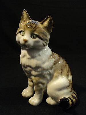   VINTAGE HUTSCHENREUTHE​R GERMAN PORCELAIN ENAMELED CAT FIGURINE