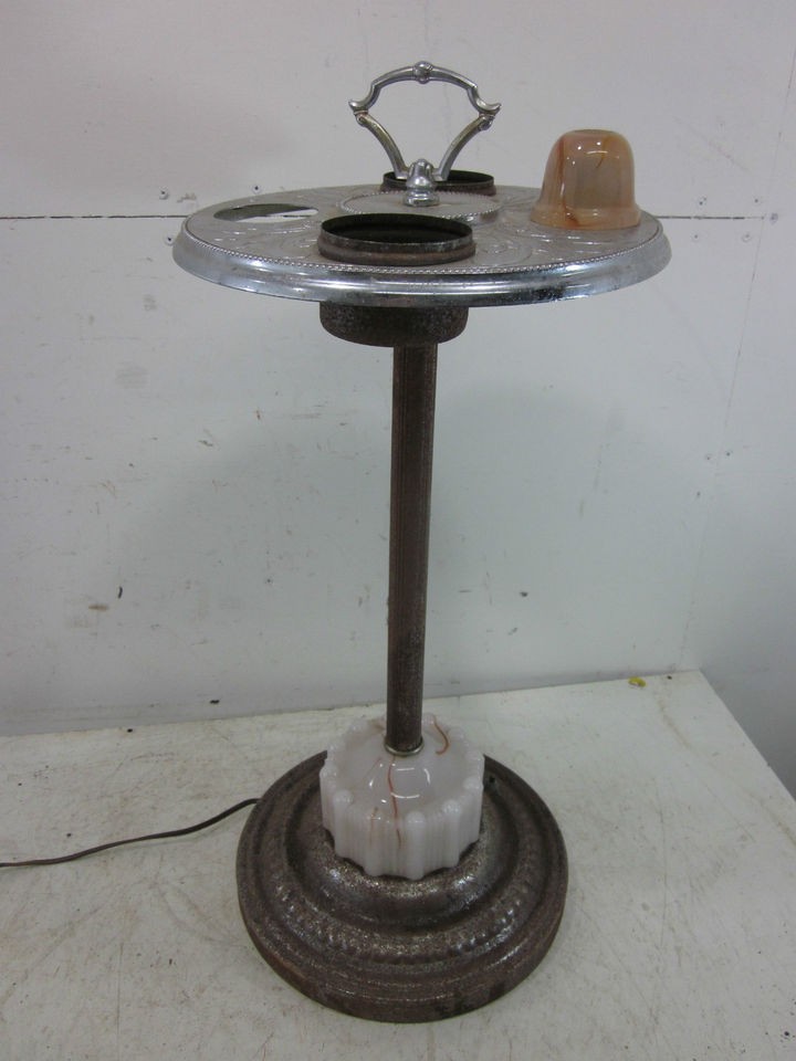 Vintage Slag Glass Light Up Smoking Stand (Parts or Repair)