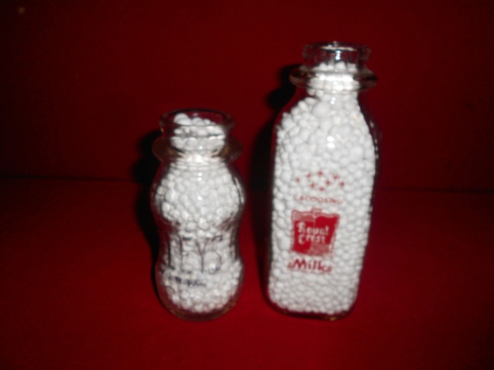 VINTAGE DAIRY MILK BOTTLES ROYAL CREST BIRELEYS