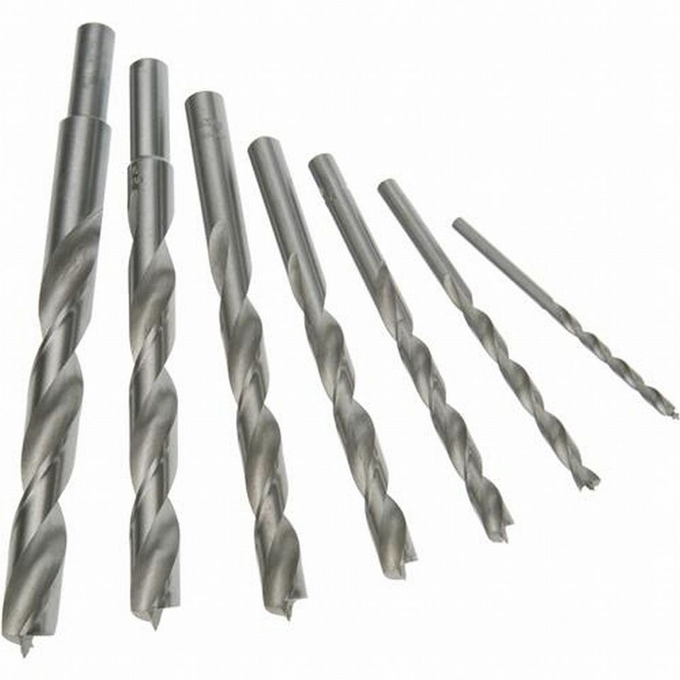 7pc HSS Brad Point Drill Bit Set 1/8 3/16 1/4 5/16 3/8 7/16 1/2 inch 