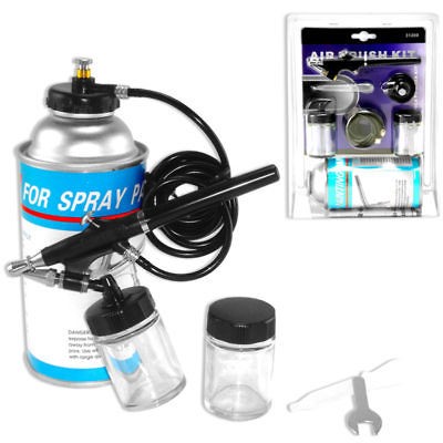 AIRBRUSH KIT WITH CANNED AIR Brush Body Tattoo Paint Sprayer Hobby 