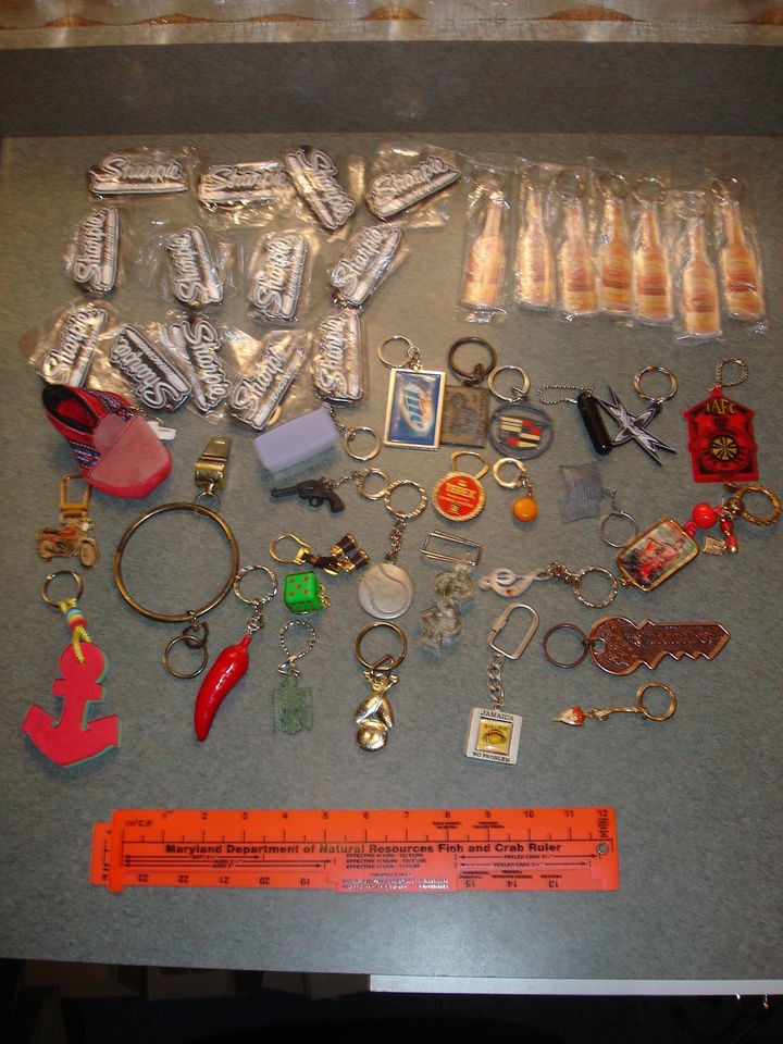   Junk Drawer Lot Of Keychains Mudslide Pepper Dice Sharpie Racing Etc