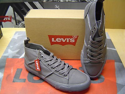 LEVIS MENS ELLIOT MID CUT CANVAS UPPER SNEAKERS CHARCOAL 