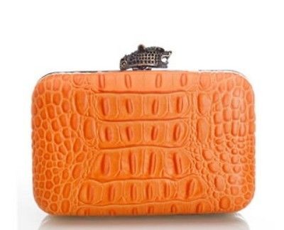 NEW HOUSE OF HARLOW 1960 Nichole Richie Orange Marley Croc Leather 