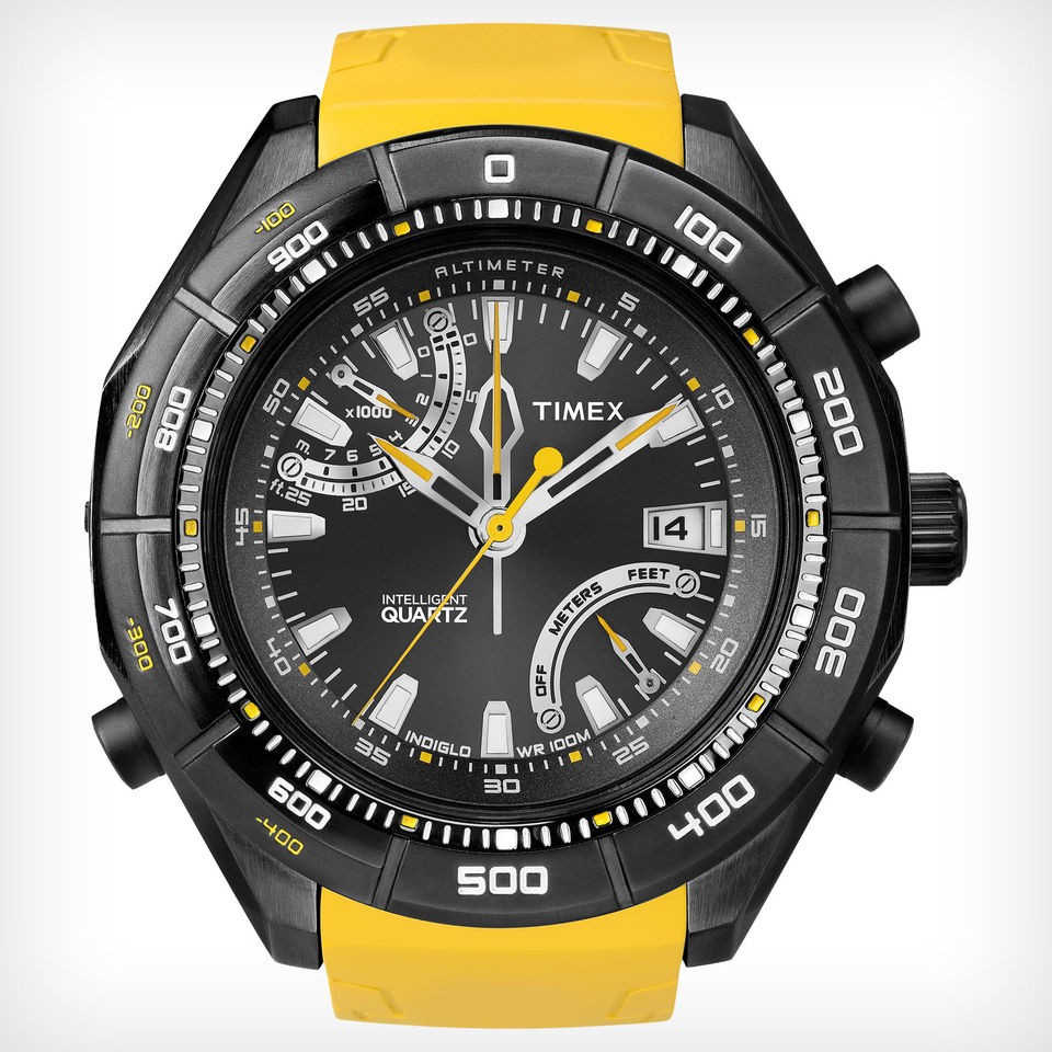 TIMEX T2N730 NEW MEN YELLOW INTELLIGENT QUARTZ WATCH ALTIMETER 