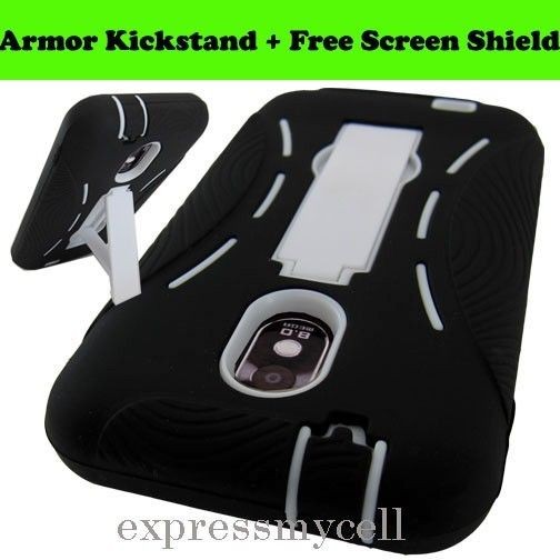 Screen +BK/WT Armor Impact Case Cover Sprint SAMSUNG EPIC 4G TOUCH 