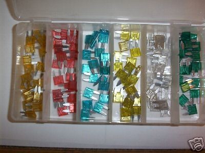 120pc MINI CAR BLADE FUSE BOX ASSORTMENT FUSES