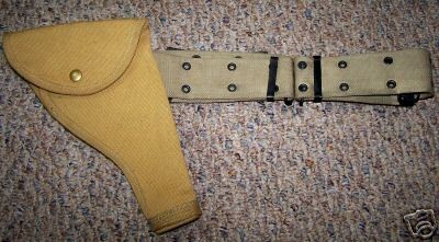 WWII 455 tan canvas Webley Holster & 48 Belt Set