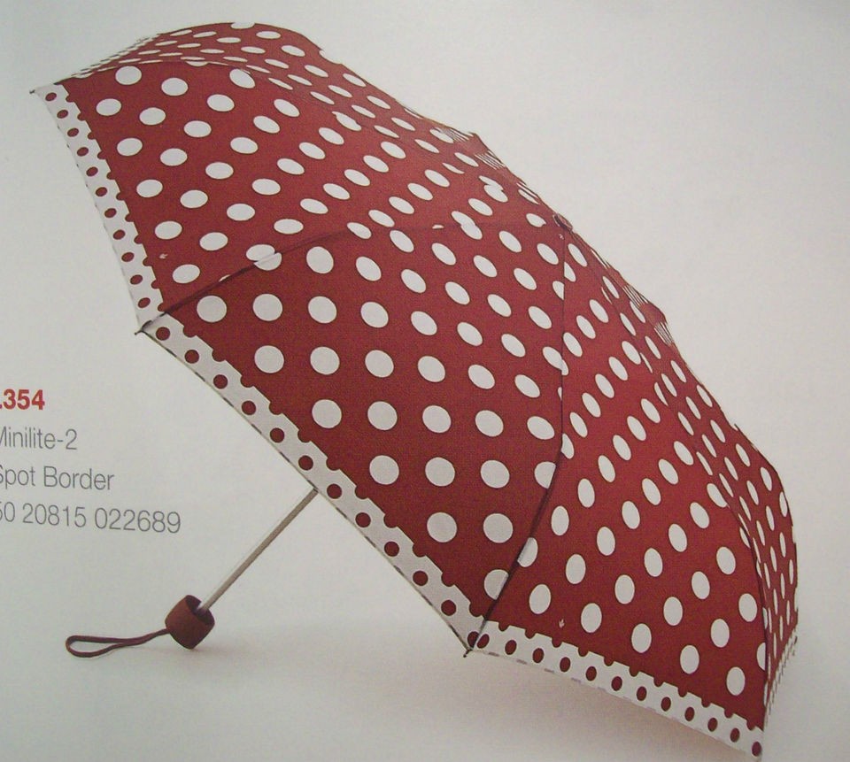 BERRY WHITE SPOTS MANUAL FOLDING UMBRELLA by Fulton NWT