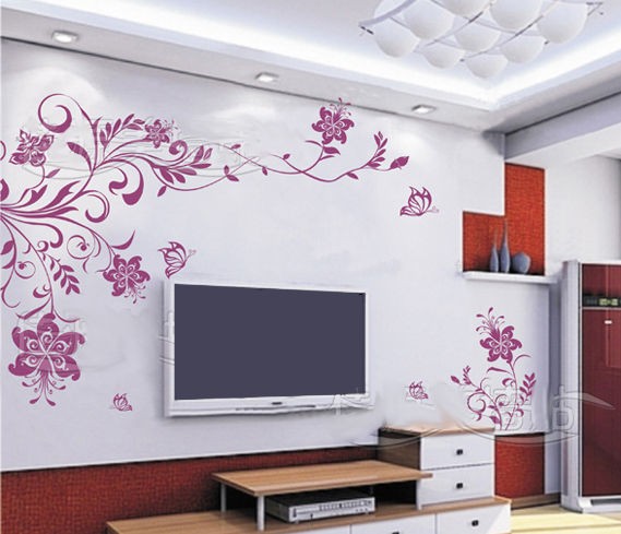 art decor butterfly hitom flower wall stickers vinyl 