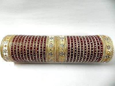   CZ INDIAN WEDDING BRIDAL SUHAG CHURA BANGLES SET SIZE 2.8 DANCE EHS