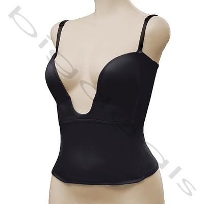 Deep U Plunge V Bra Longline Camisole Bustier 38B Cleavage Low Back 