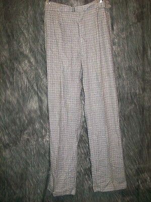   40s BUTTON FLY WOOL HOUNDSTOOTH DOUBLE PLEATED PANTS w/ CUFFS, 32