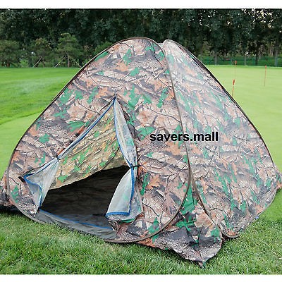 Camouflage 2 3 Persons Camping Hiking Hunting Pop Up Tent Quick Setup