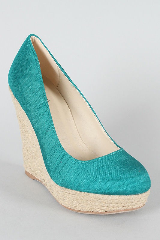 NEW QUPID RESORT 01 TEAL Women Casual Wedge Heel Espadrille Shoe