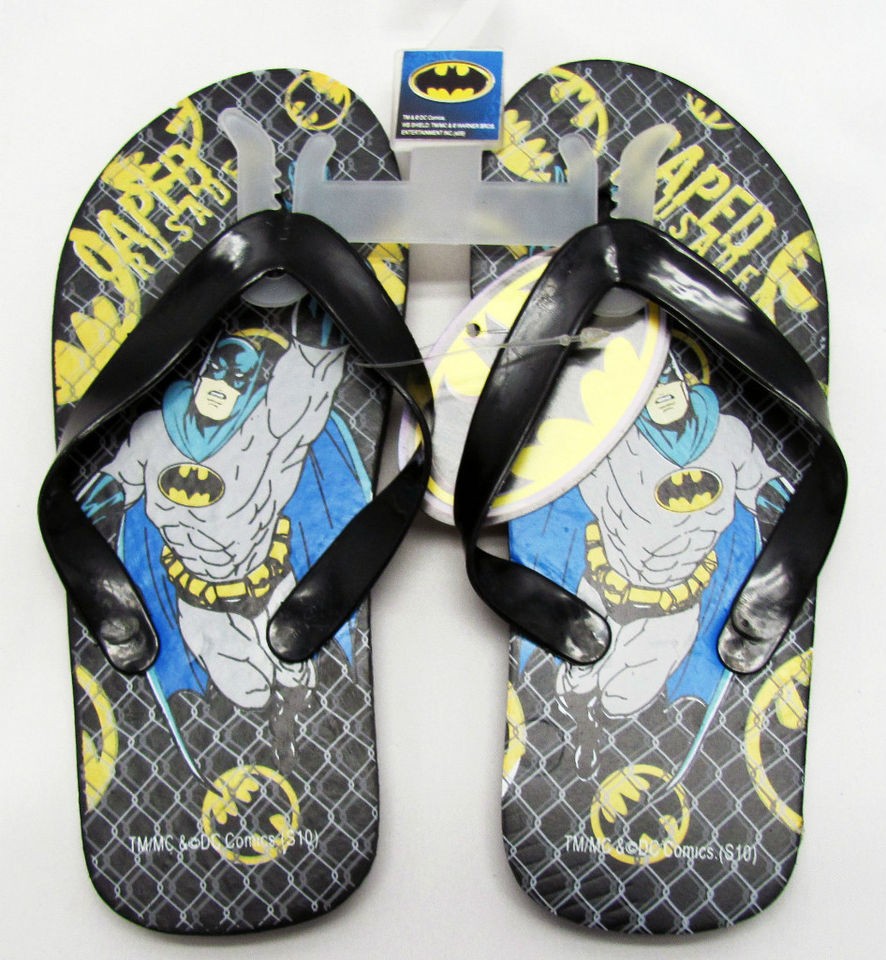   Batman Caped Crusader Little Boys Flip Flops Sandals Black/Blue/Yellow