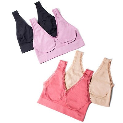 Rhonda Shear 4pk Ahh Ahhh Seamless Leisure Bra NEUTRAL L