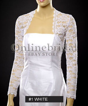 Long sleeve lace bolero jacket shrug  16 COLOURS  PICK A SIZE S M L XL 