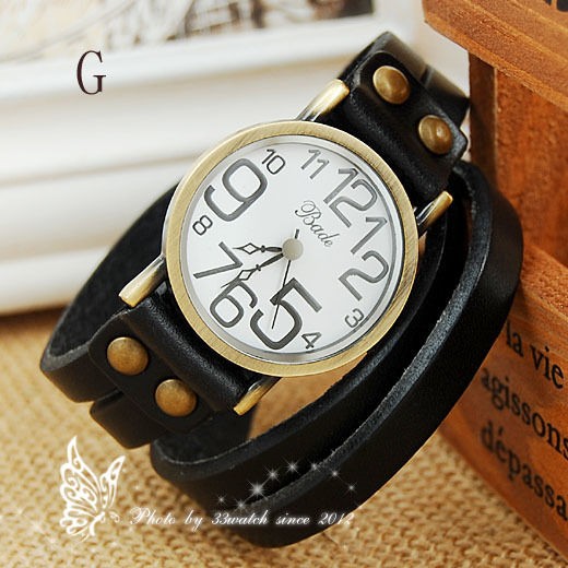 Multi color for choose genuine solid leather band quartz women round 