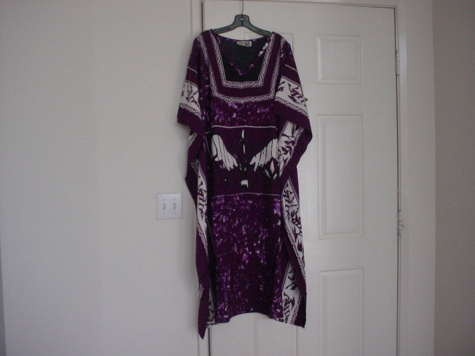 African 100% Cotton Purple Korhogo Kaftan with V Neck and Matching 