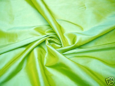 APPLE GREEN SILK TAFFETA FABRIC CURTAIN CRAFT BRIDES