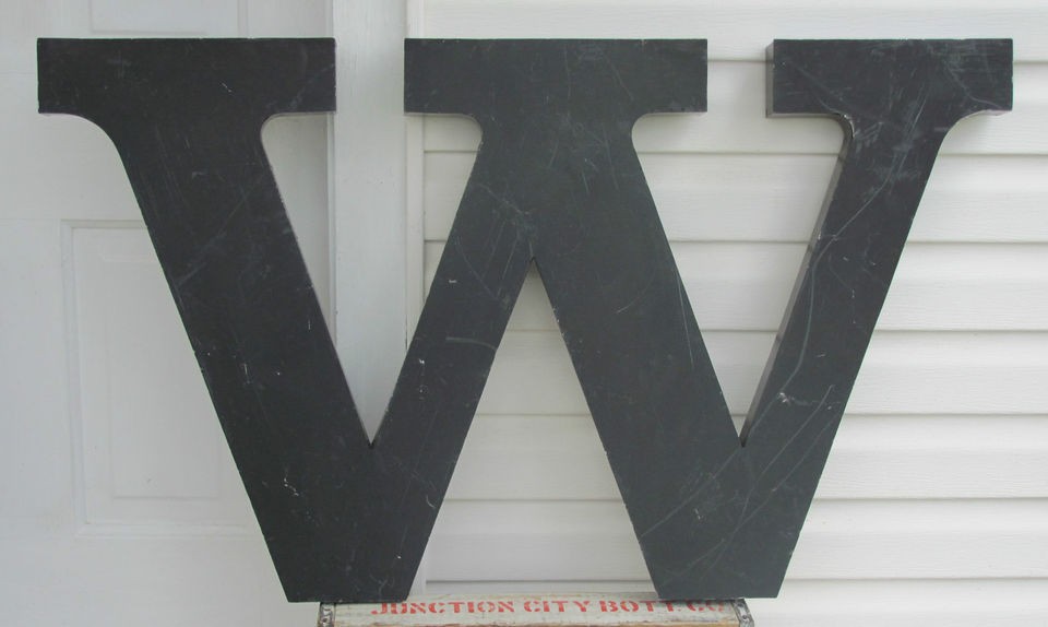 vintage W METAL LETTER SIGN Channel advertising INDUSTRIAL MARQUEE 