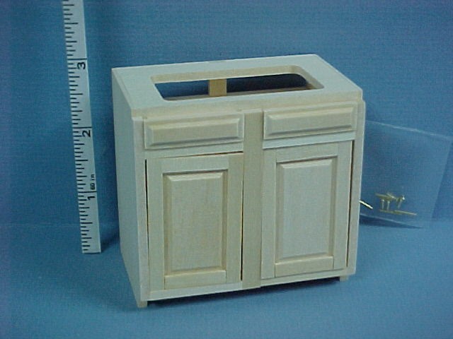 Kitchen 3 Sink or Stove Base Cabinet   Unfinished #14403 Dollhouse 