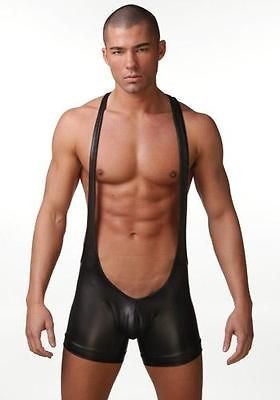   Mens Sexy Black Wrestler Pop Mankini Bodysuit M/L Underwear Lingerie