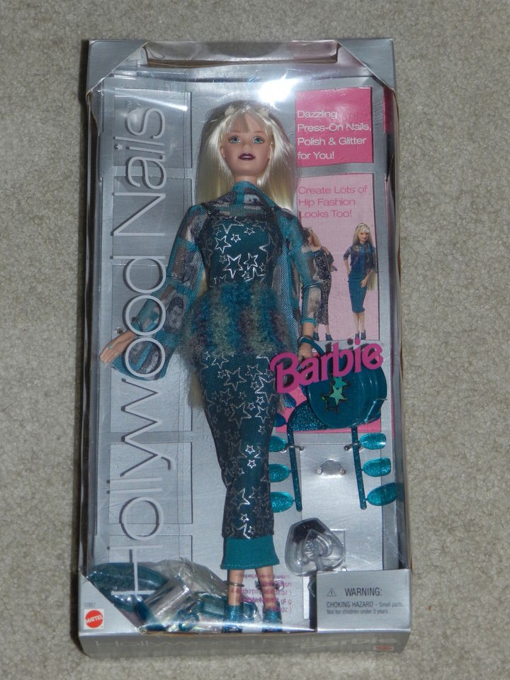   Hollywood Nails Barbie Doll Mattel #17857 w/ Dazzling Press on Nails