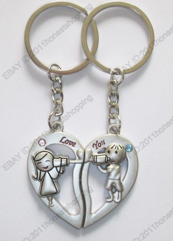   Key Ring Chain boy girl heart bonding phone necklace gift watch K25
