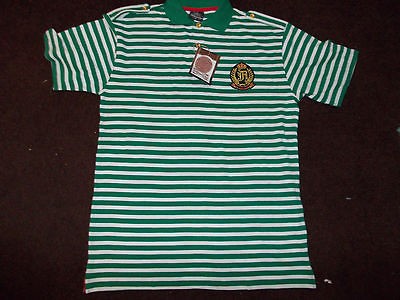 Green White short sleeve polo short ABLANCHE Green stripe polo shirt 