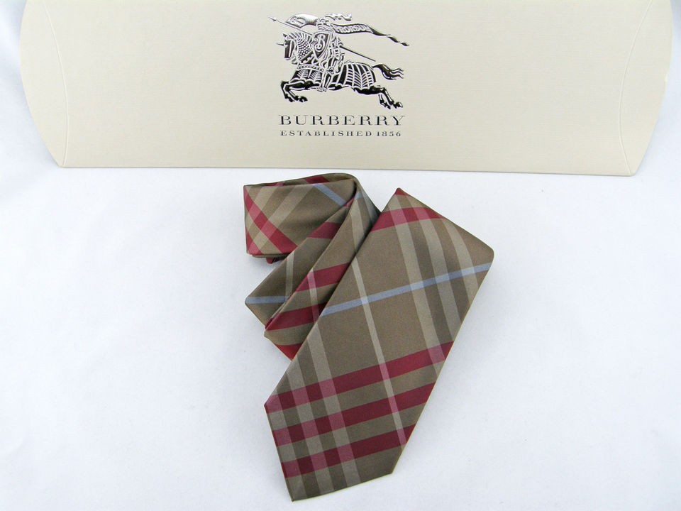   BURBERRY Brit Brown Red Nova Check NEW COLLECTION Mens Tie 100% SILK