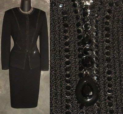 St John evening black knit suit jacket blazer size 2 4