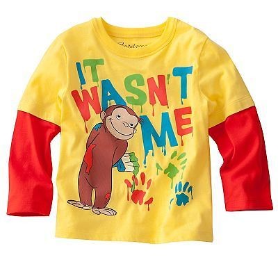 Boy Spongebob Curious George Long Sleeve T Shirt Tee Toddler Size 2T 