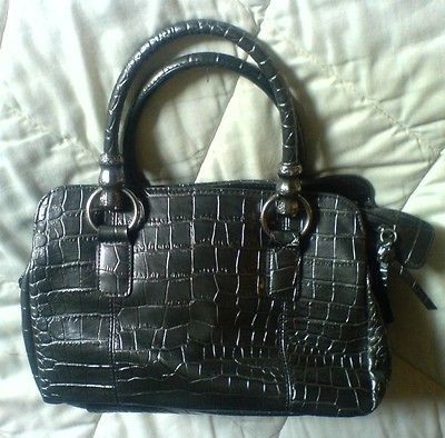 BUENO GRAY CROC Embossed Faux Leather Handbag  Nice