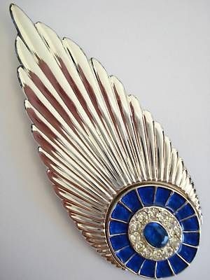 ERTE SAPPHIRE & STERLING PLUME PIN JUST REDUCED (NIB)