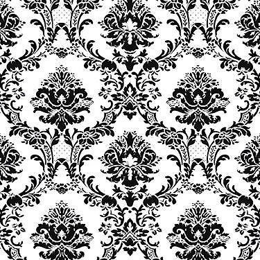 WALLPAPER SAMPLE Black and White Victorian Damask