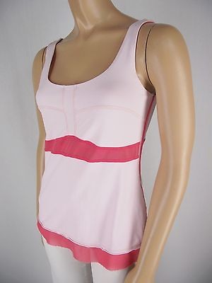   DANCE 2 Tone Pink Tank Top Shirt S Mesh Bra Shelf Work Out Gym Yoga