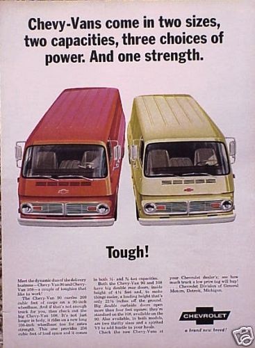 1967 67 Chevy Van Chevrolet ORIGINAL Vintage COLOR Ad 5+= FREE SHIP 