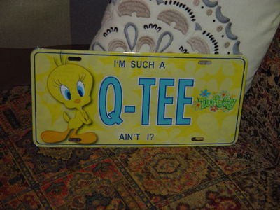 RARE 6X12 METAL TWEETY BIRD COLLECTIBLE DISPLAY LICENSE PLATE SIGN Q 