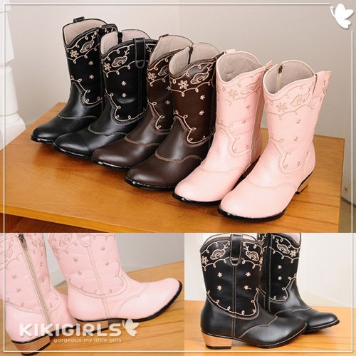 girls cowboy BOOTs kids size cute FASHION VINTAGE aux leather WESTERN 