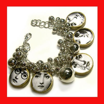 Art Piero Fornasetti plate face bracelet