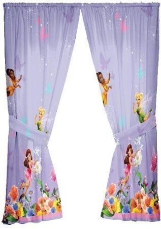 DISNEY FAIRIES TINKERBELL 63 LAVENDER CURTAIN SET NEW