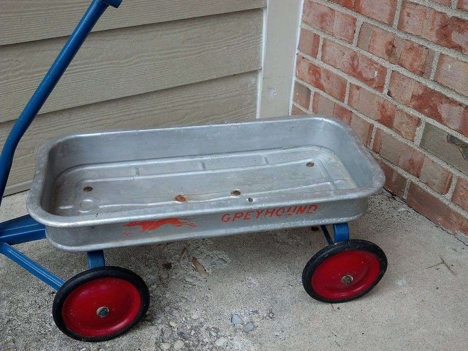   Classic ANTIQUE HAMILTON GREYHOUND SILVER Kids Wagon CART Radio Flyer