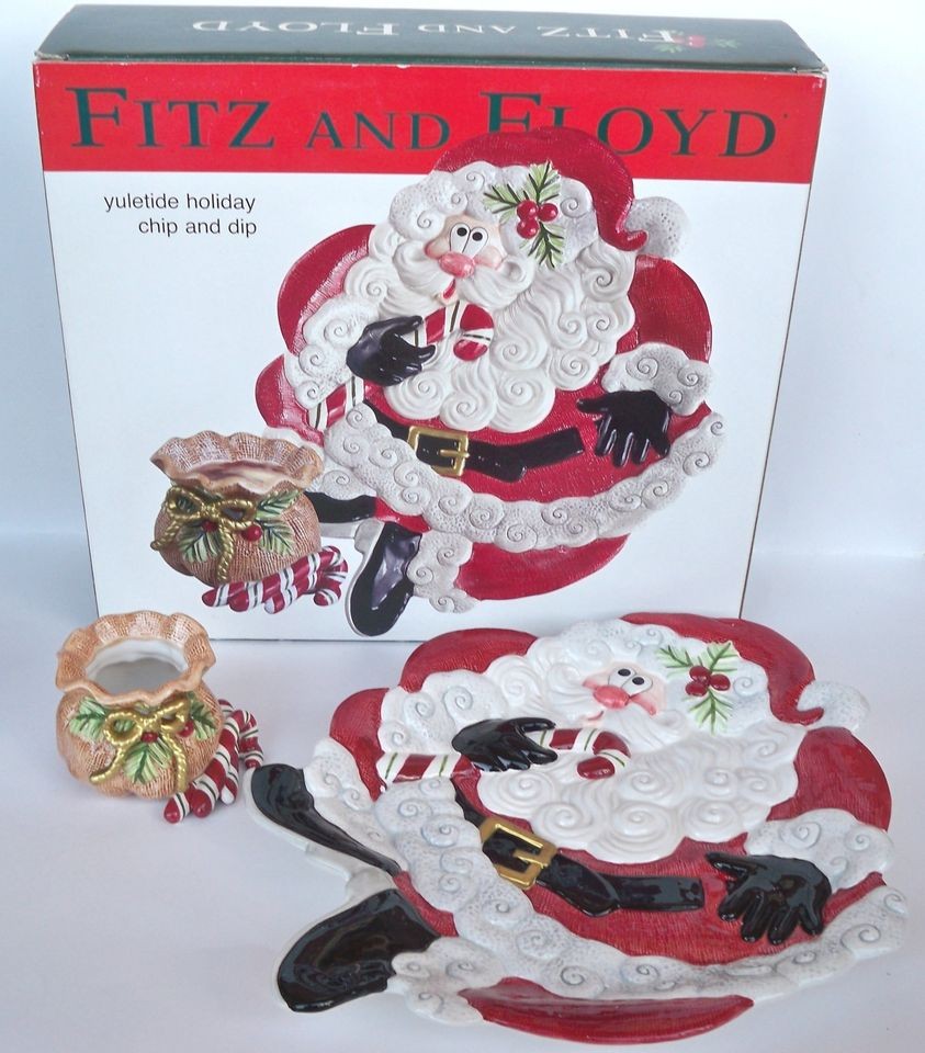   FLOYD LARGE CHRISTMAS SANTA CHIP AND DIP TRAY YULETIDE HOLIDAY NEW